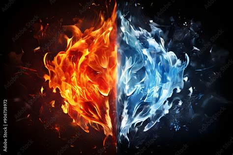 Fire And Ice Hot And Cold Concept Peace And War Joy And Sorrow Truth And Lies Beauty And