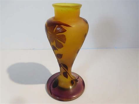 Mile Gall Emile Galle Blown And Acid Etched Art Glass Bud Vase