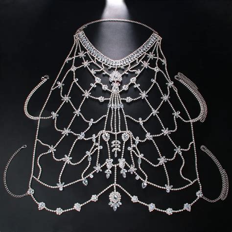 Hot Selling Latest Bra And Top Bras Nightclub Bikini Rhinestone Chest Chain Accessories Body