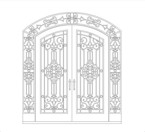 Arch Top Gate Dwg Cad Block Free Download