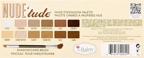 Thebalm Nude Tude Eyeshadow Palette Colors Matte Shimmer Highly Pigmented Eye Shadows