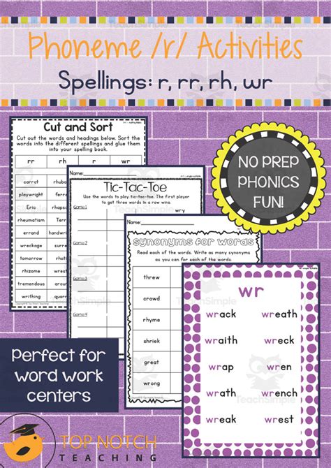 Phoneme R Activity Packet By Teach Simple