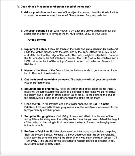 Lab 7: Kinetic Friction Name: Lab Partners: 1. | Chegg.com