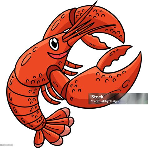 lobster marine animal kartun berwarna clipart ilustrasi stok