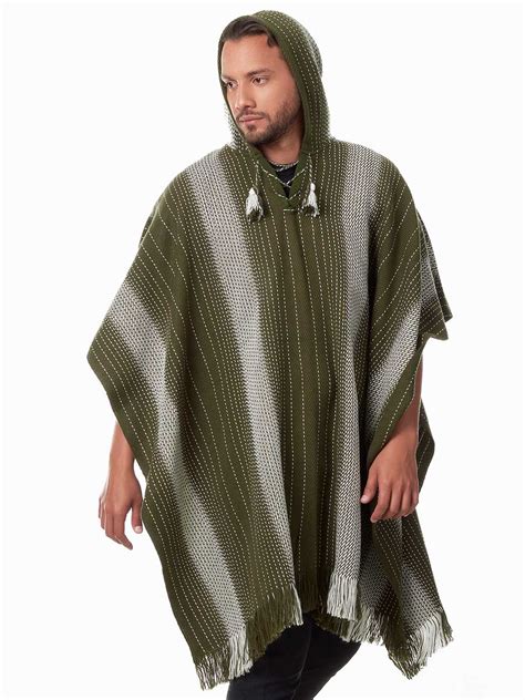 Inti Alpaca Mens Hooded Poncho Alpaca Cloak Cape For Winter Season