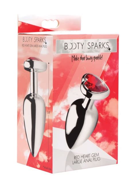 Red Heart Gem Anal Plug Large Metal Jewel Aluminium Booty Sparks Ass Butt Play AF633 Large Free