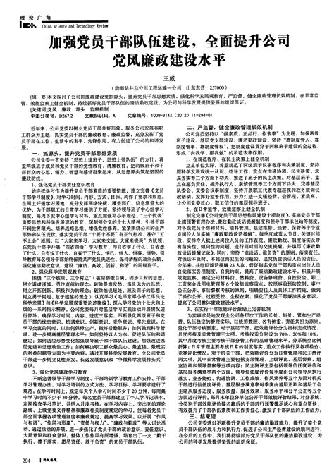 加强党员干部队伍建设全面提升公司党风廉政建设水平word文档在线阅读与下载无忧文档