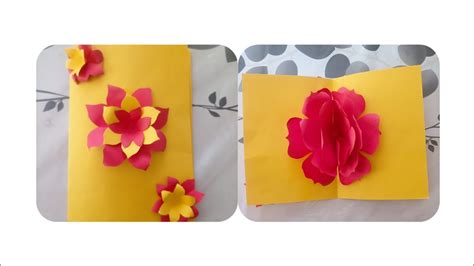 How To Make A Beautiful Rose Flower Pop Up Card Pop Up Rose Flower Card Easy Rose Flower Pop