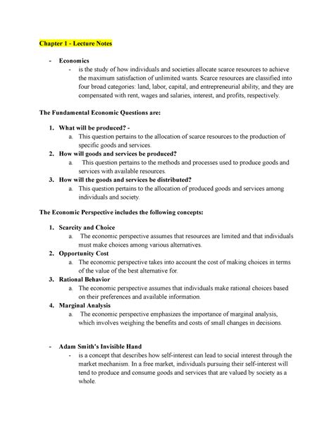 Macroeconomics Chapter 1 3 Lecture Notes Chapter 1 Lecture Notes