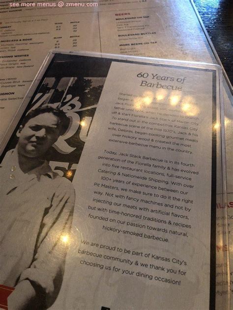 Online Menu Of Jack Stack Barbecue Martin City Restaurant Kansas