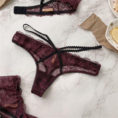 EDEN Panties Sexy Lingerie Handmade Black Burgundy Lingerie Etsy