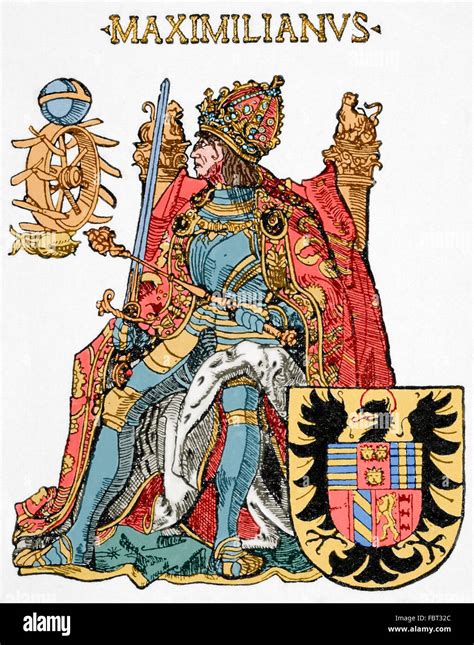 Maximilian Weber - Maximilian I (1459-1519). Holy Roman Emperor (1486-1519). Engraving in ...