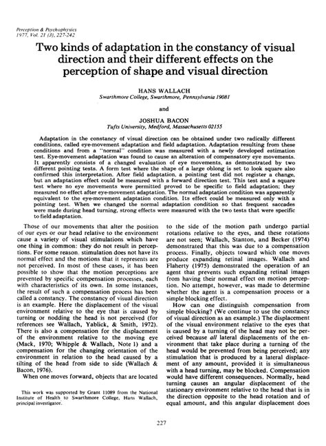 Pdf Two Kinds Of Adaptation In The Constancy Of Visual Direction And