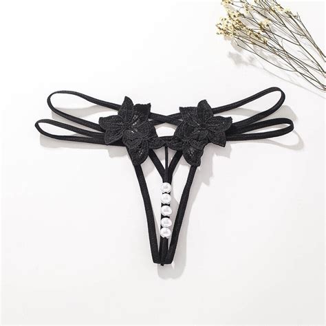 Women Lace Pearl Thong G String Panties Lingerie Underwear Crotchles T Back Ebay