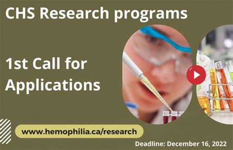 Chs Research Programs Time To Apply Canadian Hemophilia Society