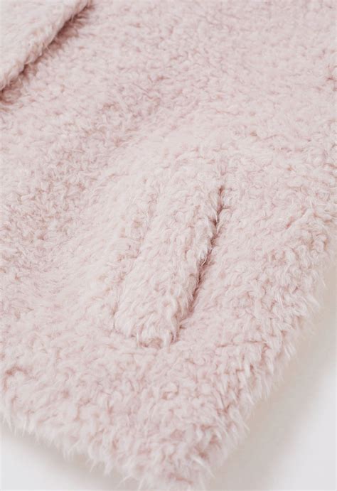 Cozy Collarless Faux Fur Coat In Light Pink Retro Indie And Unique