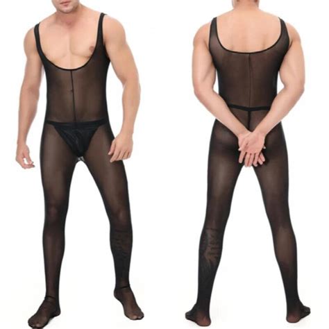 Man See Through Bodysuit Gay Sexy Fishnet Lingerie Erotic Transparent Clubwear Lingerie Fetish