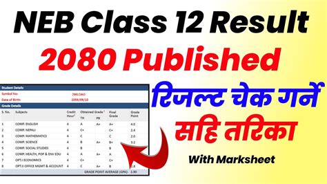 How To Check NEB Class 12 Result 2080 With Marksheet Class 12 Result