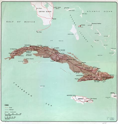 Large detailed political and administrative map of Cuba with relief