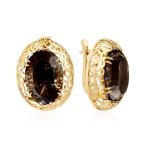 Серьги с раухтопазом в золоте – купить в Москве серьги с натуральным ...