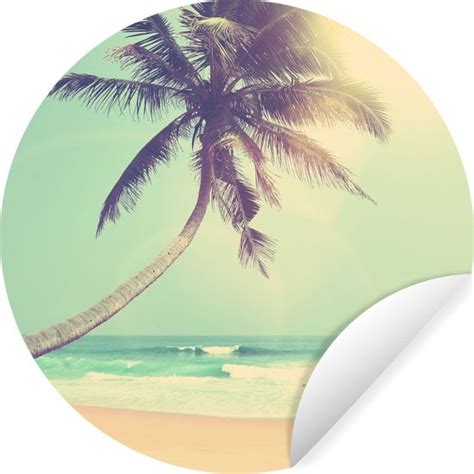 WallCircle Muurstickers Behangcirkel Retro Palmboom Zon