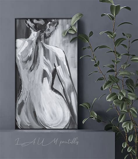Nude Abstract Woman In Black White Printable Art Etsy