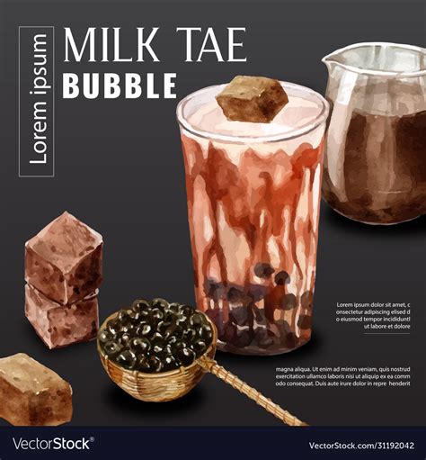 Premium brown sugar bubble milk tea ad content Vector Image