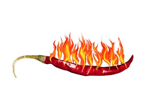 Realistic Red Hot Chili Pepper On Fire Png Chili Paper In Fire Style Red Chili With Fire