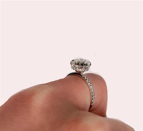 214 Ct Lab Grown Round Diamond Ring Hidden Halo Engagement Etsy