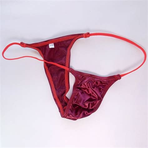 G205Y K205 Mens Micro Bikini String Waist Shiny Satin Knit Nylon
