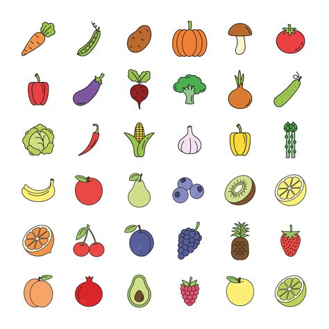 Premium Vector Set Of Fruits And Vegetables