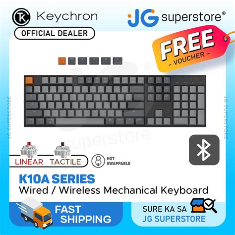 Keychron K10 104 Keys BT Wireless Wired Full Size Mechanical Keyboard Hot Swappable K10A1 K10A3