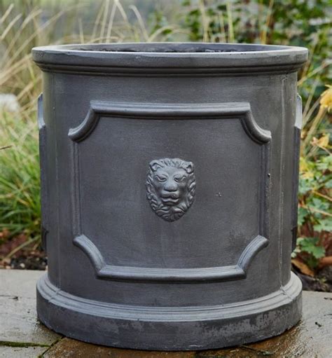 Faux Lead Clayfibre Lion Head Cylinder Planter London Planters