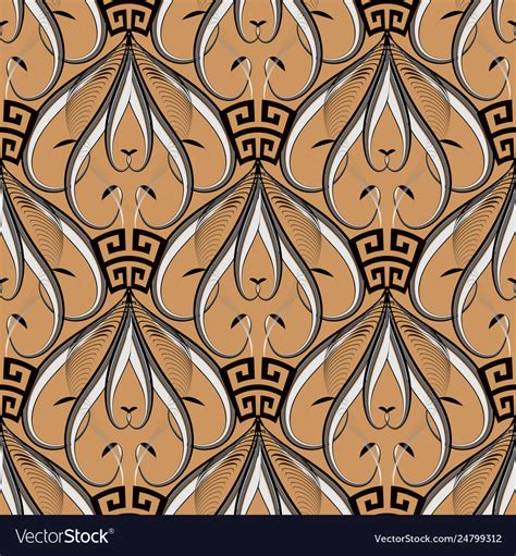 Beautiful vintage floral greek seamless pattern Vector Image