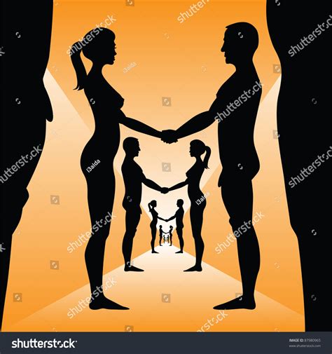 Naked Man Woman Holding Hands Silhouette Stock Vector Royalty Free 87980965 Shutterstock