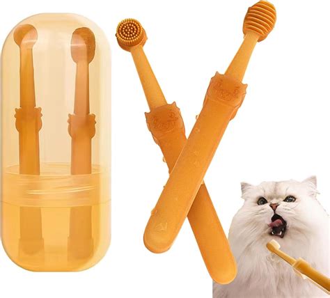 2pcs Small Dog And Cat Toothbrush Kit With Storage Box Soft