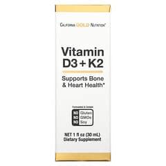 California Gold Nutrition, Vitamin D3 + K2, 25 mcg (1,000 IU), 1 fl oz ...