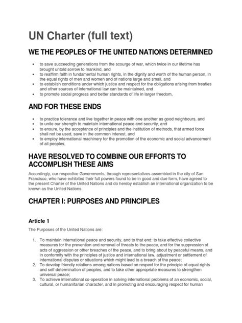 United Nations Charter | PDF | United Nations General Assembly | United ...