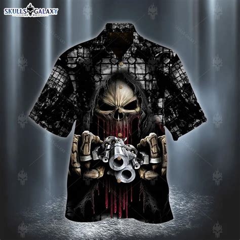Guns And Skull Hawaiian Shirt For Men Women Skulls Galaxy