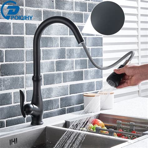 POIQIHY Bronze Black Kitchen Faucet Pull Out Kitchen Sink Mixer Tap Bathroom Cold Hot Mixer Tap