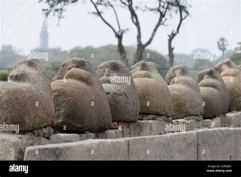 Coastal Temple Of Mahabalipuram Mamallapuram Row Of Worn Stone