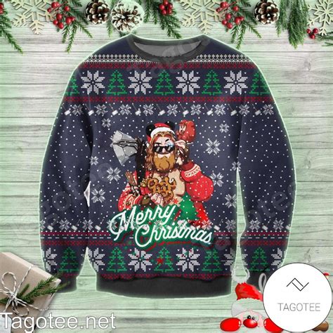 Merry Christmas Funny Thor Xmas Ugly Christmas Sweater Tagotee