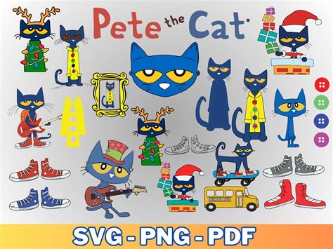 Pete The Cat Svg Pete The Cat Cricut Vector Bundle Pete The Cat