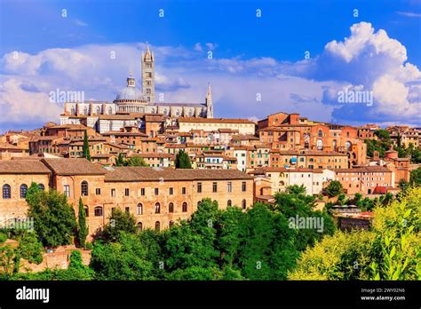 Siena Italy View Of The Of Siena Cathedral Duomo Di Siena Basilica