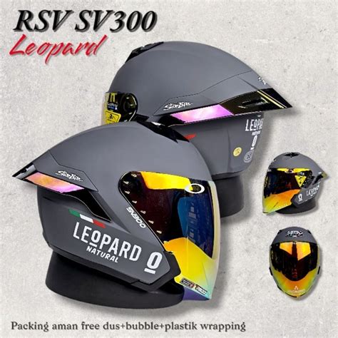 Jual RSV SV300 LEOPARD PAKET GANTENG CHARCOAL DOFF HELM RSV HALF FACE