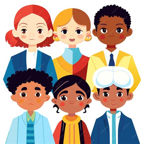 premium vector ethnic diversity kid characters  expressive poses