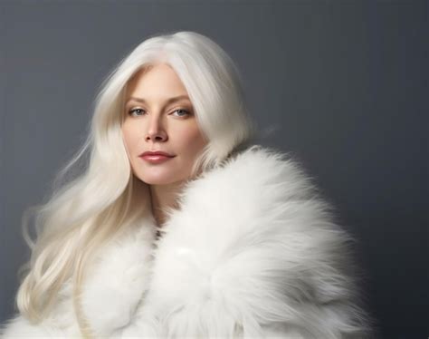 Premium Photo Portrait Of A Beautiful Blonde Woman In A White Fur Coat