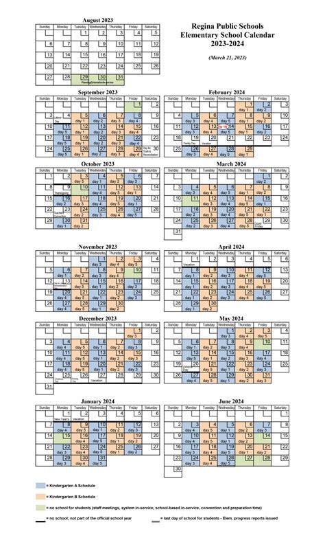 Regina Public School Kindergarten Schedule – Printable PDF Template