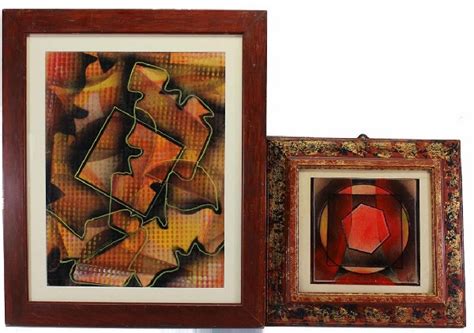 (2) Russian School Abstract Composition Paintings