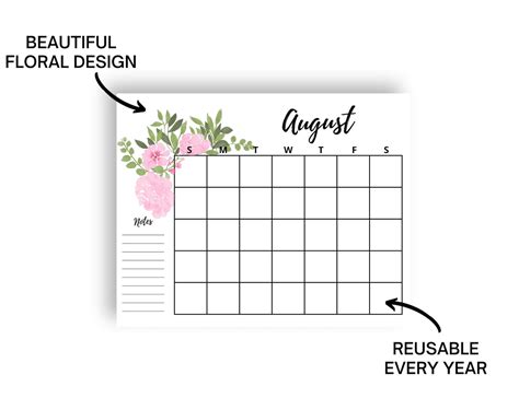 Blank Calendar Pages Printable PDF - Etsy